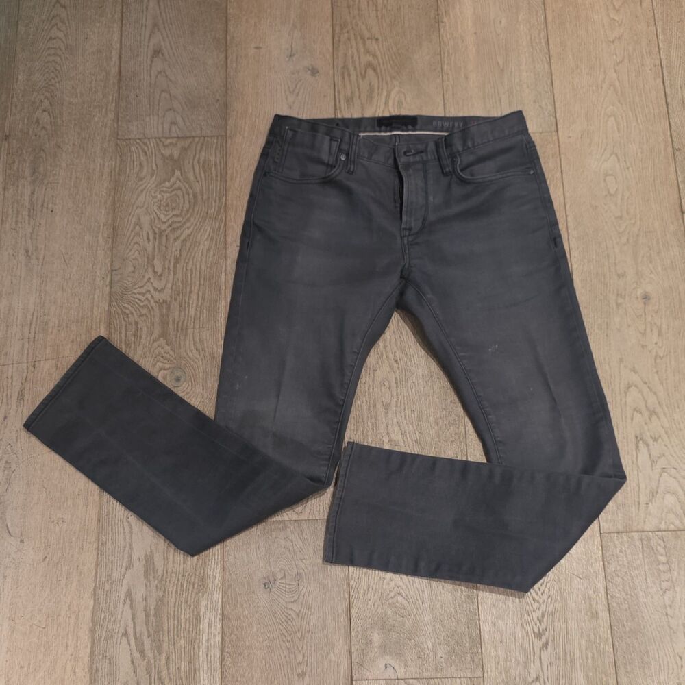 John Varvatos Men's Gray Dark Wash Denim Jeans Slim Skinny Fit Logo 5-Pocket